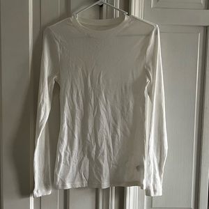 White Ribbed Long Sleeve Tee